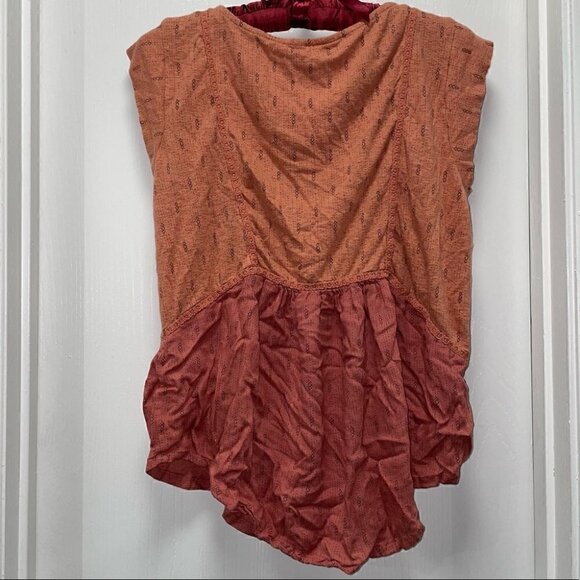 Lucky Brand Blouse Boho Peasant Top Cap Short Sleeve Tunic Modal Linen Aztec - Picture 5 of 6